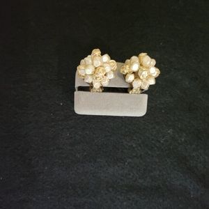 Vintage faux pearl clip on earrings